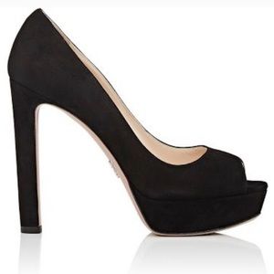 PRADA suede platform peep toe heels